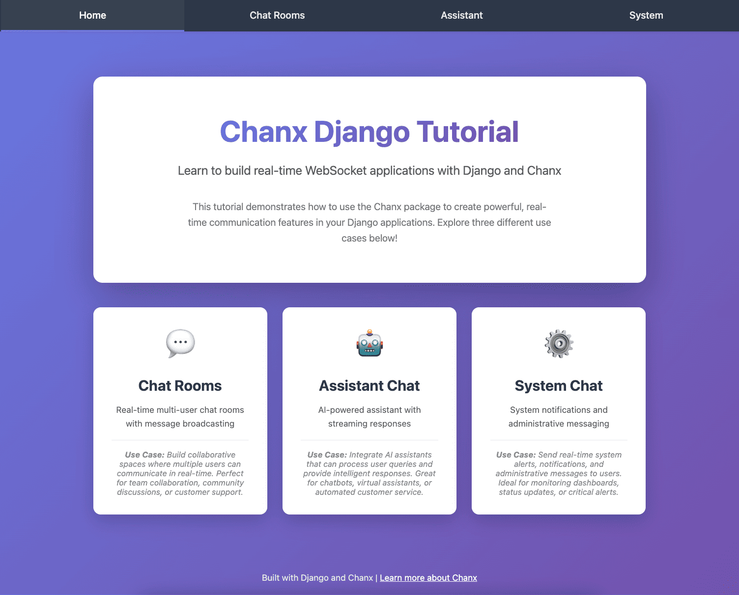 Chanx Django Tutorial Landing Page