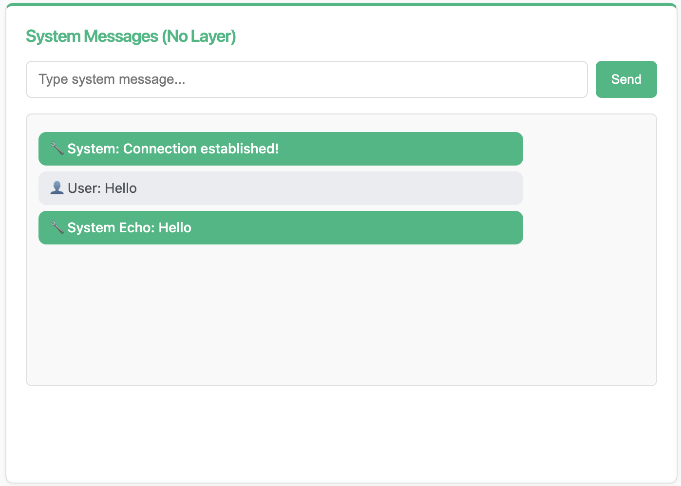 System Echo WebSocket in action